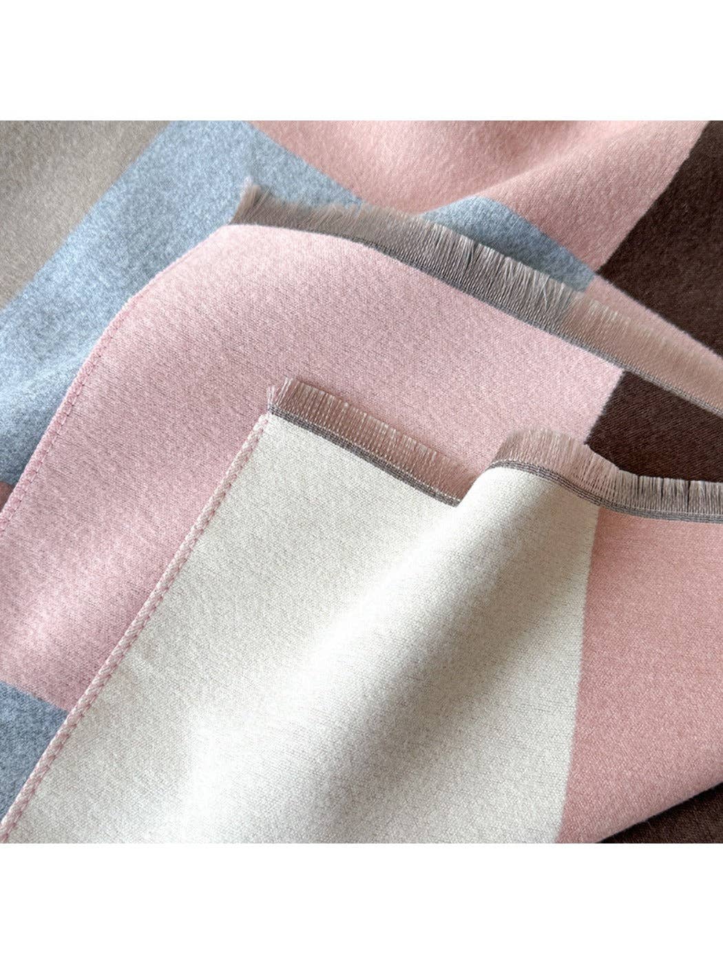 Shades of Pink, Cream & Grey Plaid Scarvii Warm Scarf & Shawl