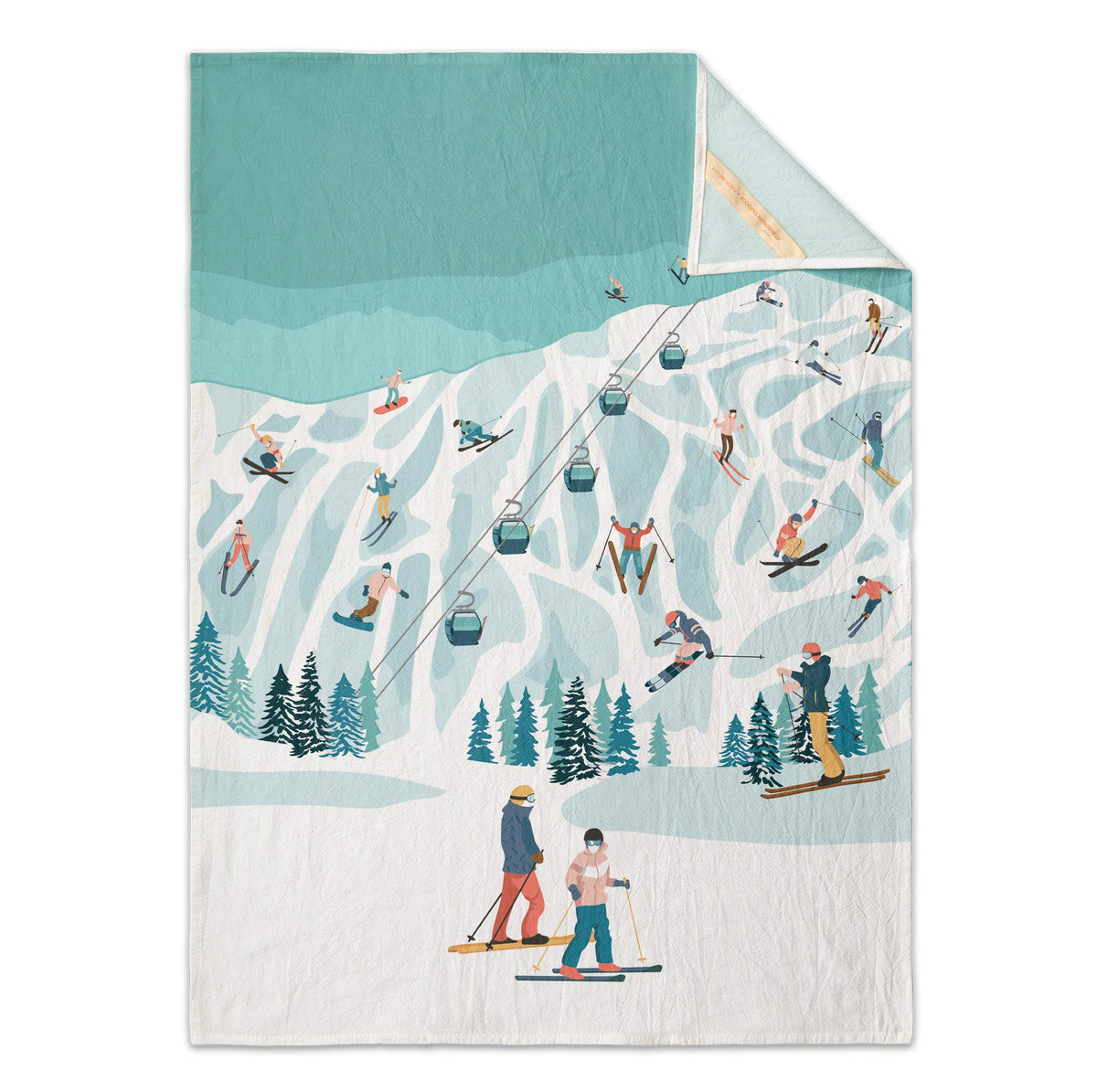 Whimsical Ski Flour Sack Kitchen Towel