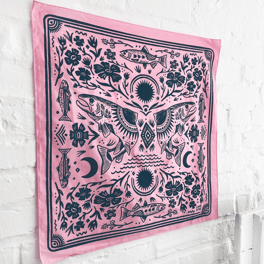 Salmon In Spring Bandana: 21x21 inches