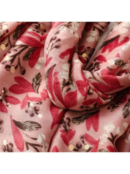Pink Boho Floral Pattern Lightweight Scarvii Scarf & Shawl