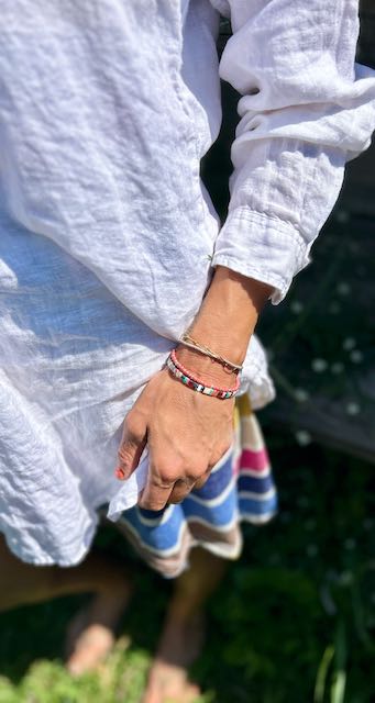 Funky Harvest Patterned Tila Bead Stacked Bracelet Set