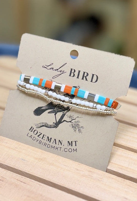 Retro Silver Special Tila Bead Bracelet Set