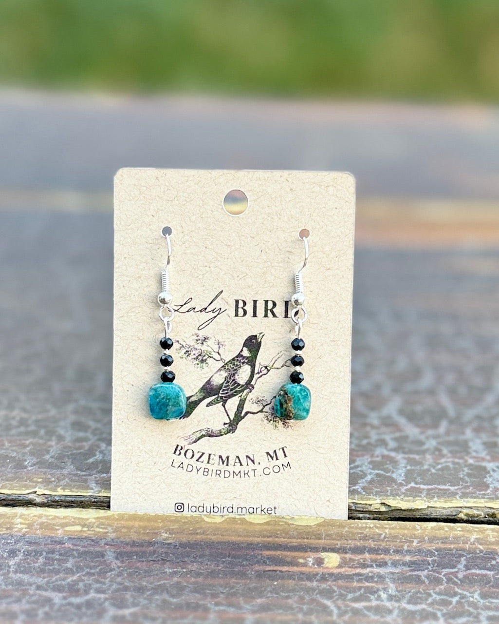 Apatite & Onyx Beaded Gemstone Earrings – Gold or Silver