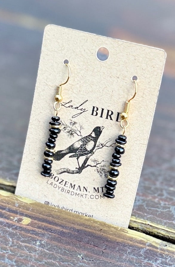 Onyx Chip Cairn Gemstone Earrings – Gold or Silver