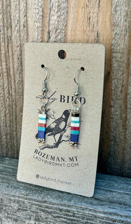 Stars n' Stripes Beaded Tile Bead Dangle Earrings