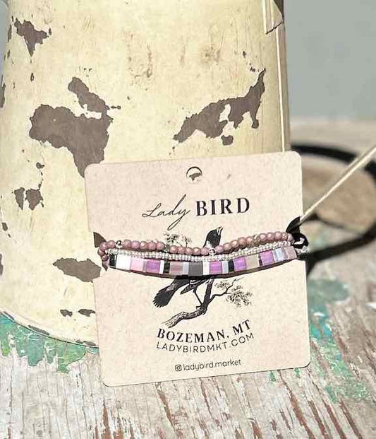 Mellow Mixed Pinks Tila Bead Stacked Wrap Bracelet Set