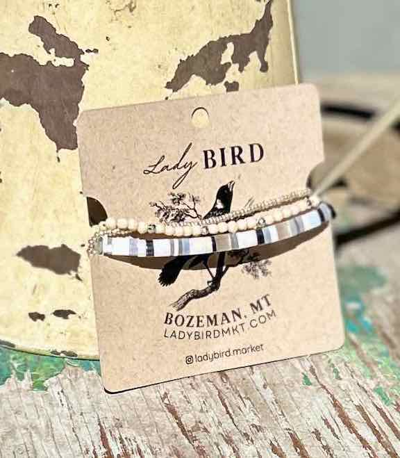Whites Mix Tila Bead Stacked Wrap Bracelet Set