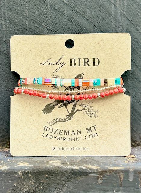 Funky Harvest- Hued Boho Tila Bead Stacked Bracelet Set