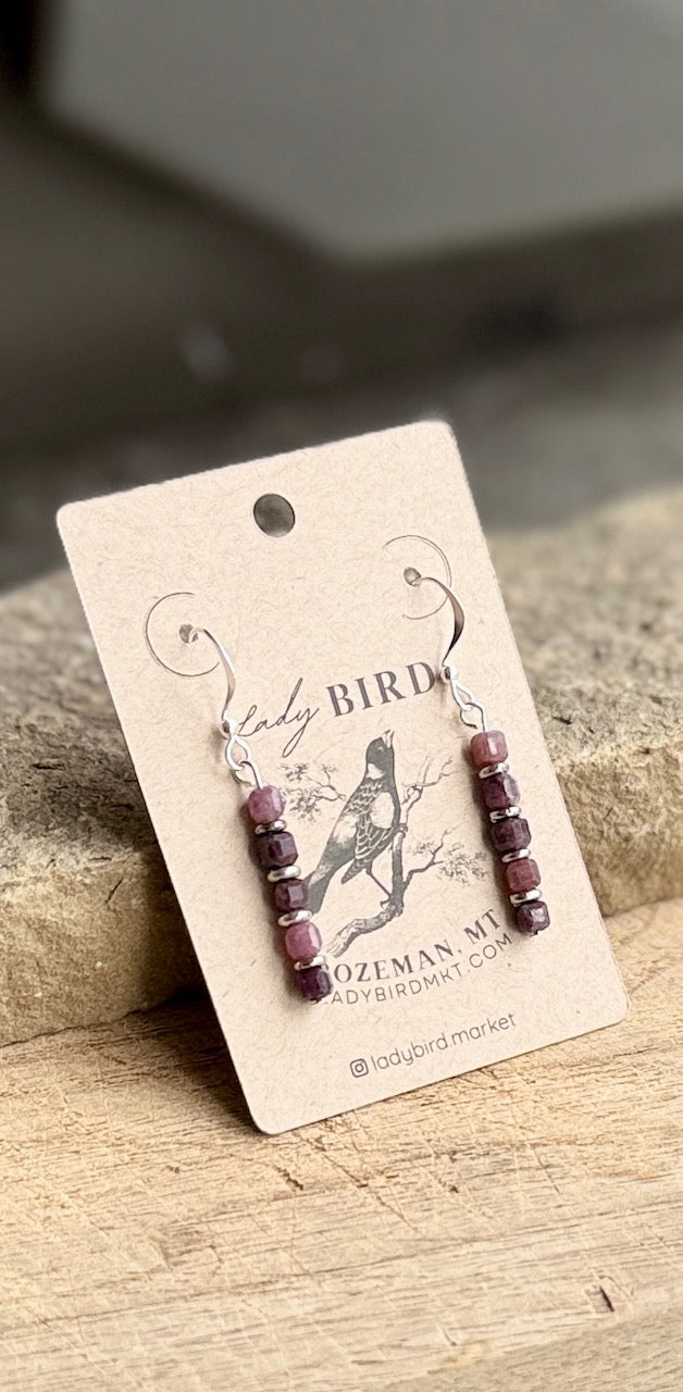 Purple Lepidolite Gemstone Dangle Earrings with Gold or Silver Accents