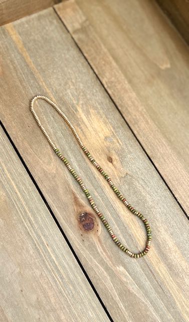 Women's Green Unakite Necklace with New Jade, Boho Chic Statement, Chunky 2024 Natural Stones Collier, for her/@IndigoLayne