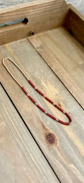 Red Jasper Stretchy Boho Gemstone Necklace