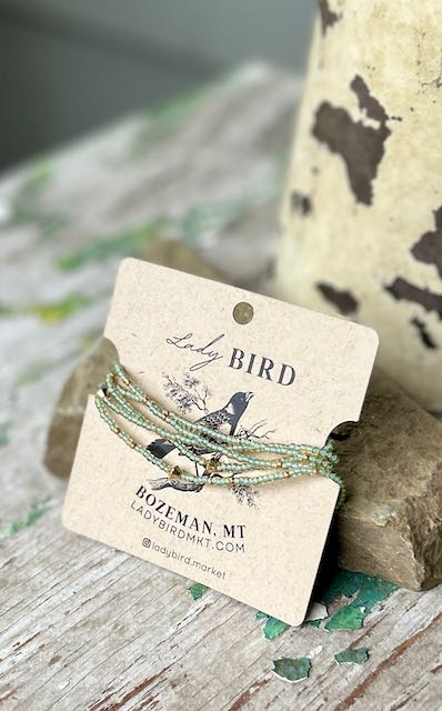 Frosted Green Gold or Silver Sprinkled Beaded Boho Wrap Bracelet