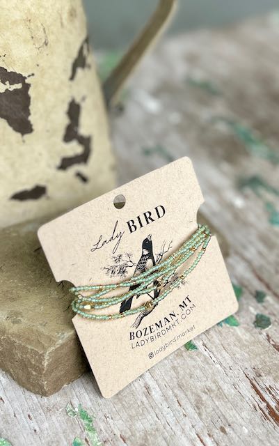 Frosted Green Gold or Silver Sprinkled Beaded Boho Wrap Bracelet