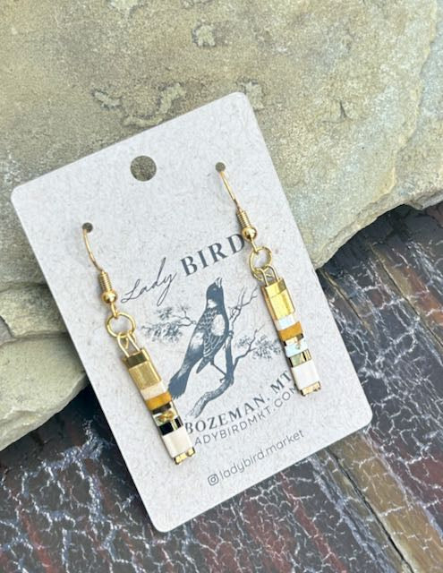 Golden Glow Tila Bead Earrings