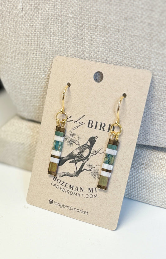 Mellow Meadow Patterned Tila Bead Earrings