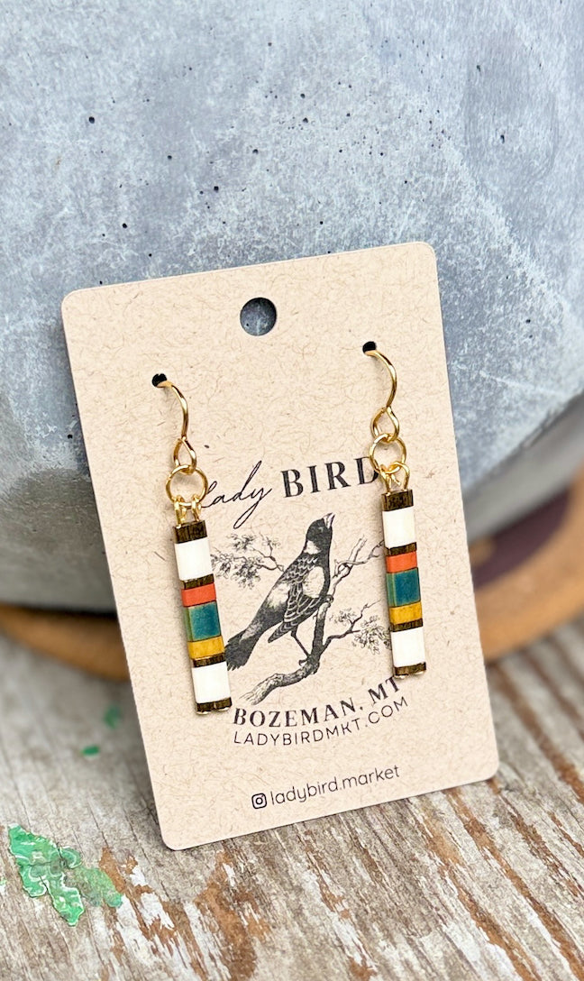 Harvest Patterned Beaded Tile Dangle Earrings Take 2