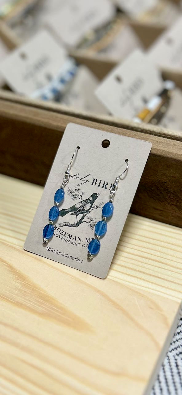 Vibrant Blue Kayanite Gemstone Dangle Earrings