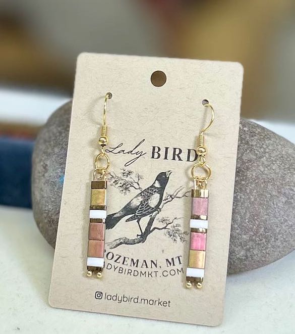 Big Sky Sunrise & Silver or Gold Beaded Tila Dangle Earrings