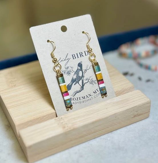 Beachy Color Mix & Gold or Silver Tila Bead Earrings