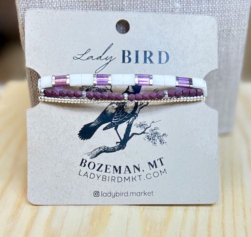 Bright White & Lilac Tila Bead Stacked Bracelet Set