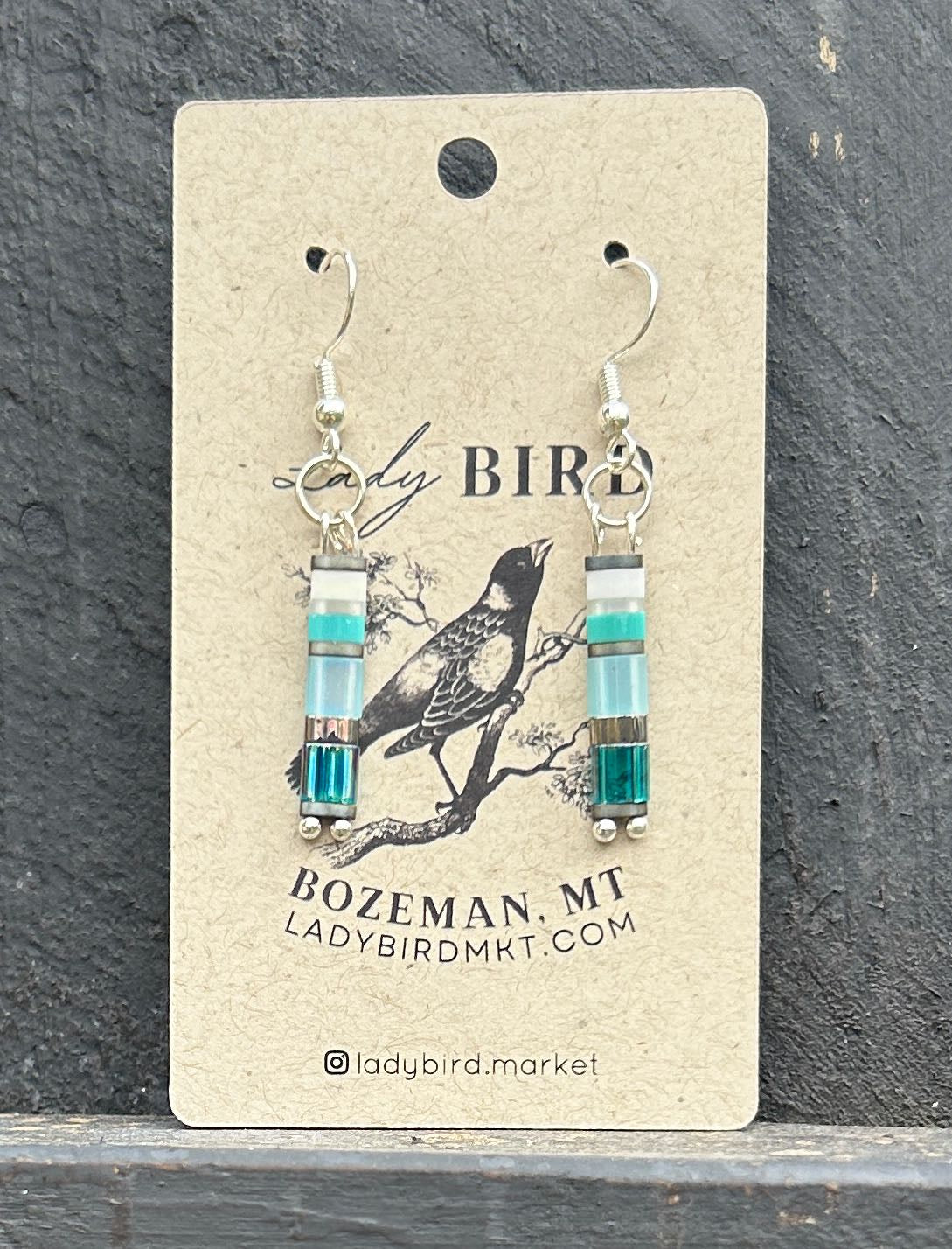 Seaside Mixed Blue & Silver Tila Bead Earrings