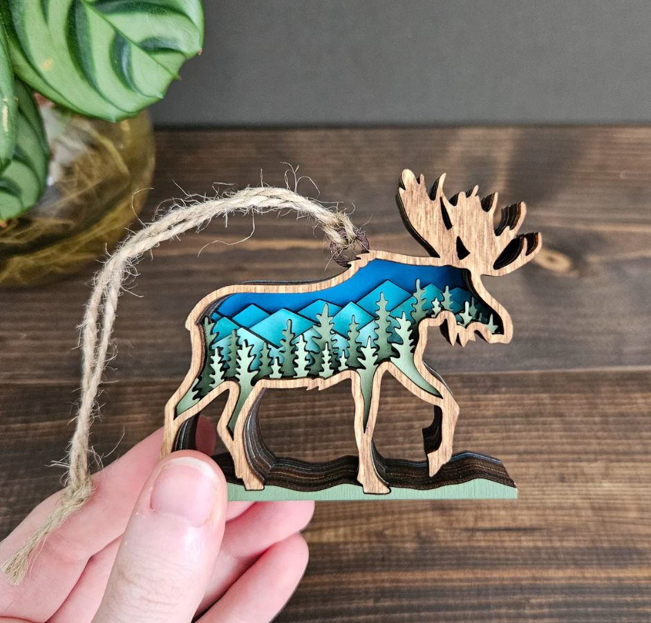 3D Moose Hanging Christmas Tree Ornament