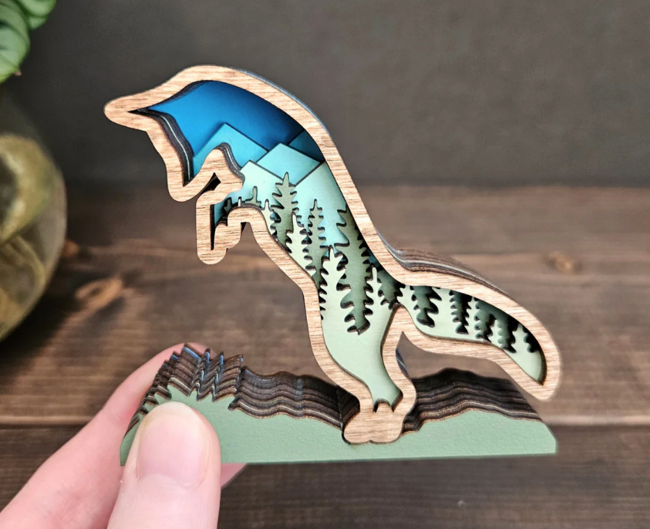 3D Fox Hanging Christmas Tree Ornament