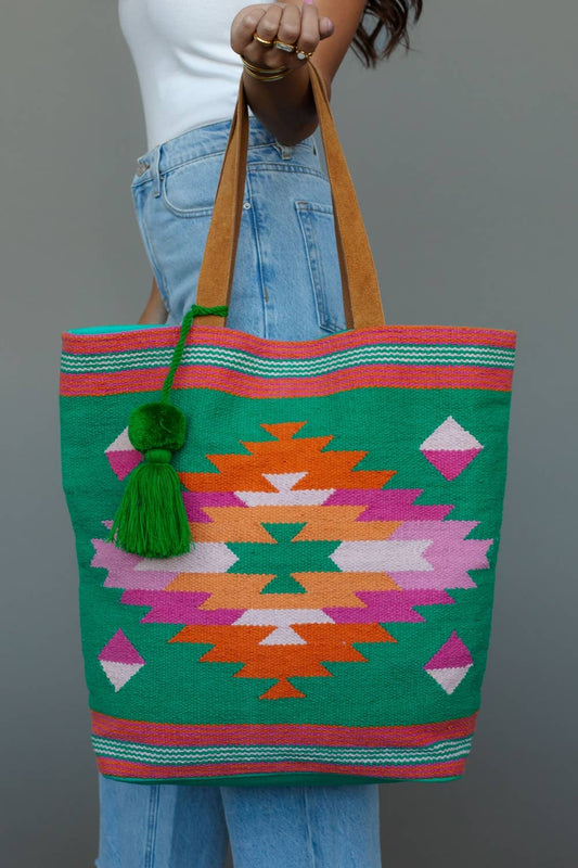 Green, Pink & Orange Western Tote