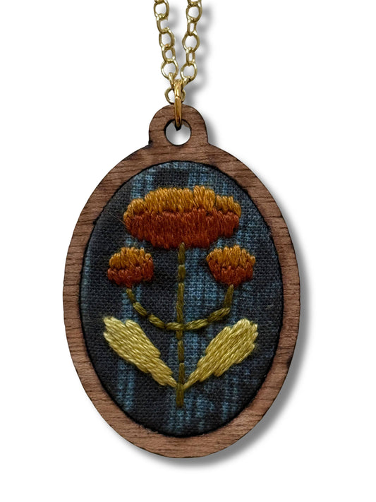 Folk Flowers Embroidery Necklace Kit