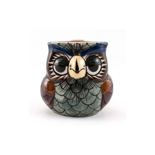 Hand Painted Fair Trade Guatemalan Ceramic Owl Coffee Mug