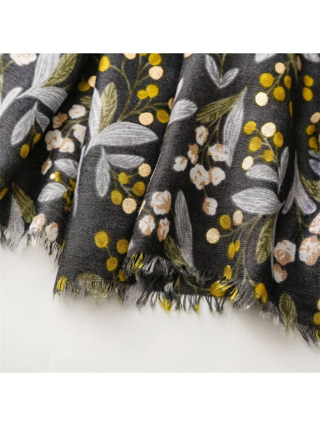 Grey Boho Floral Pattern Lightweight Scarvii Scarf & Shawl