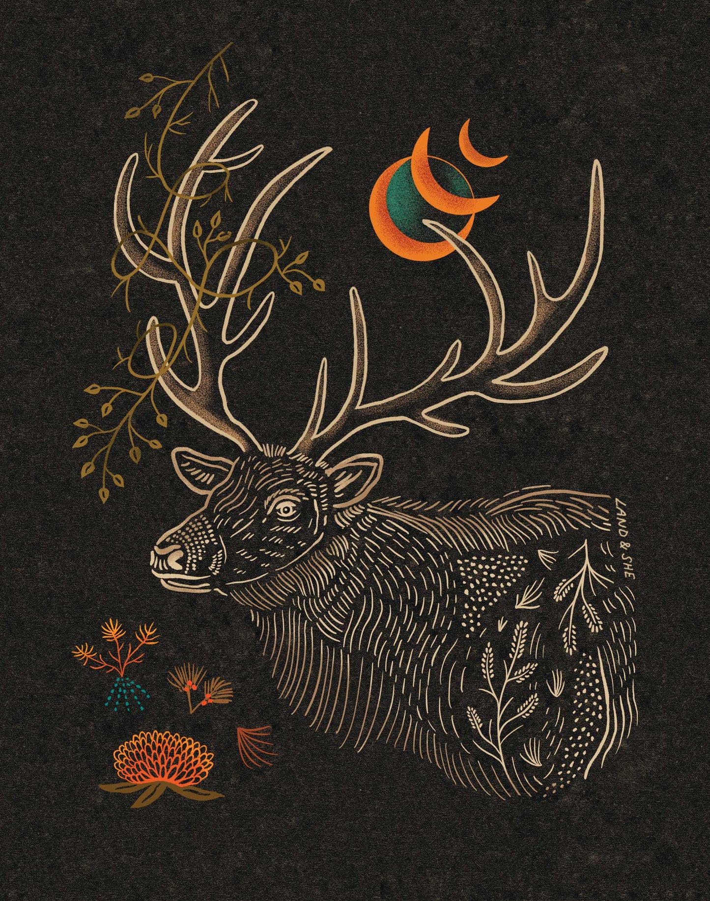 Elk and Eclipse : 11x14