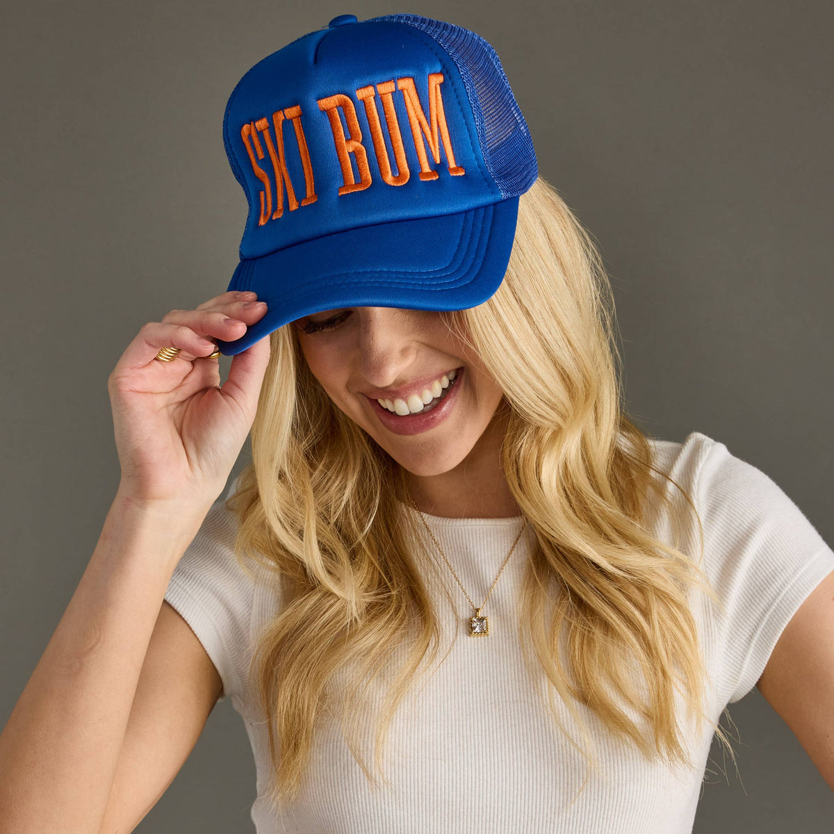 Blue & Orange Ski Bum Trucker Hat