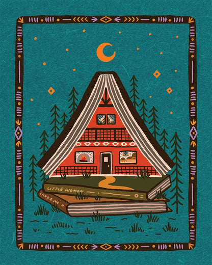 Red A-Frame Book Nook: 8x10