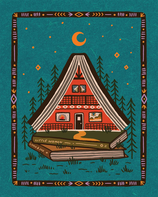 Red A-Frame Book Nook: 8x10