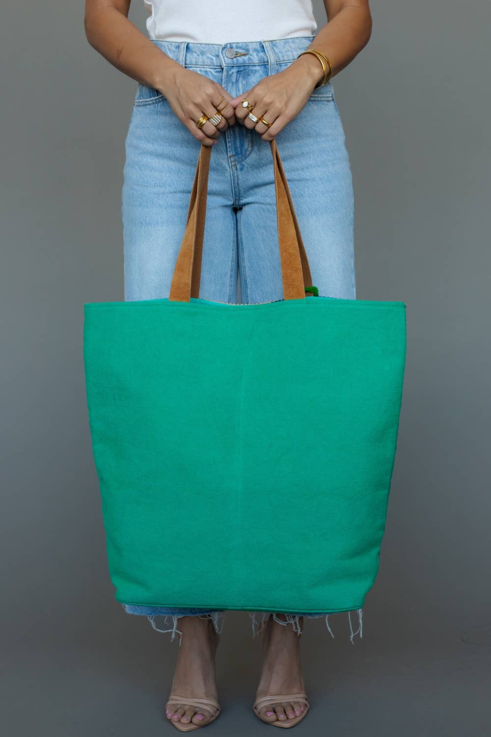 Green, Lt. Pink & Blue Western Tote