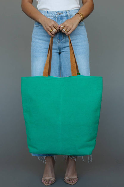 Green, Lt. Pink & Blue Western Tote
