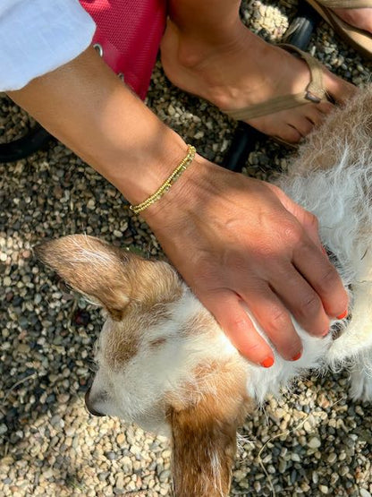 Green Garnet with Gold or Silver Stretchy Gemstone Wrap Bracelet