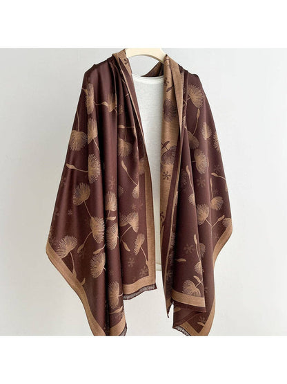 Scarvii - Elegant Dandelion Print Summer Wrap Scarf: Navy