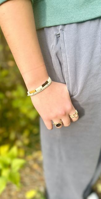 Color Block Tila Bead Stacked Bracelet Set