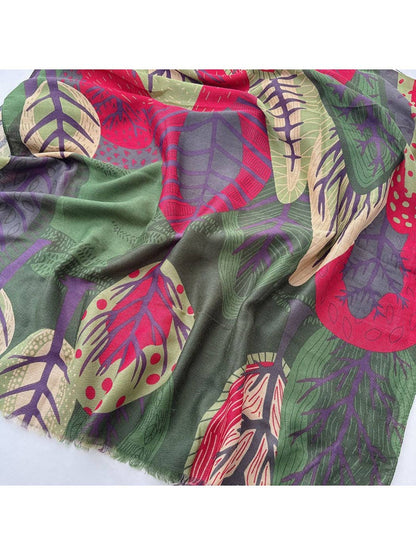 Scarvii - Abstract Botanical Patchwork Scarf: Black