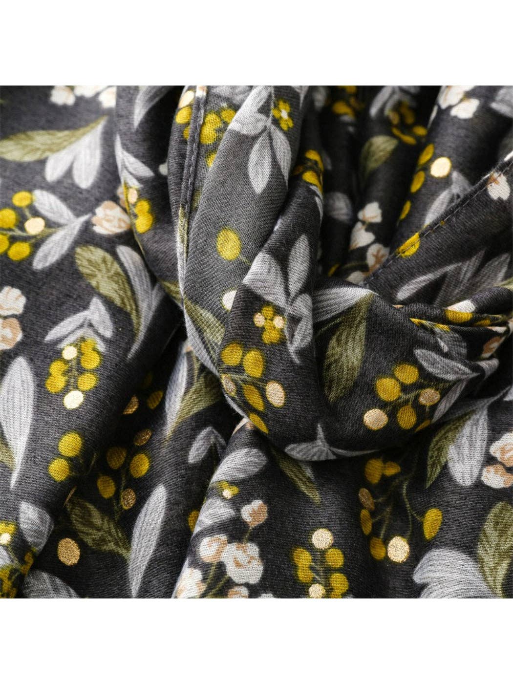 Grey Boho Floral Pattern Lightweight Scarvii Scarf & Shawl