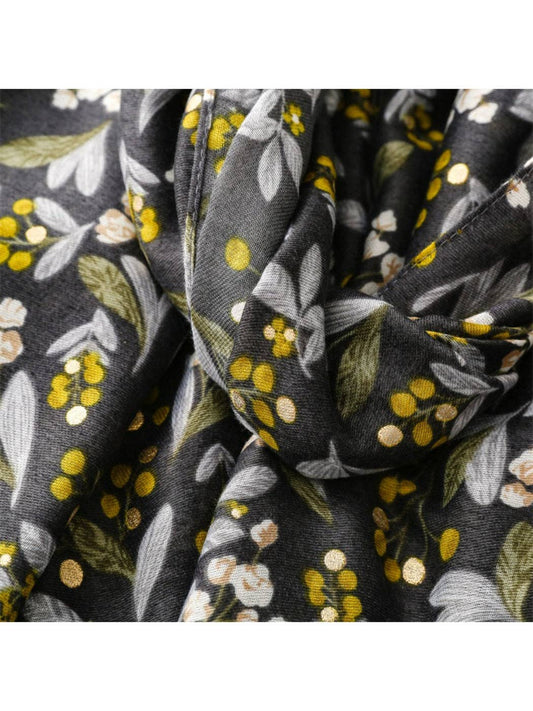 Grey Boho Floral Pattern Lightweight Scarvii Scarf & Shawl