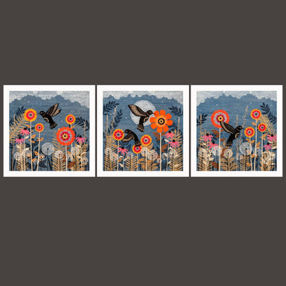 Silent Stars At Night II - 8 x 8 inch Cut Paper Art Print