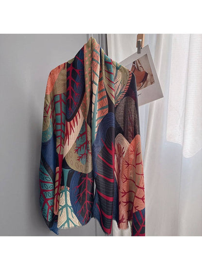 Scarvii - Abstract Botanical Patchwork Scarf: Black