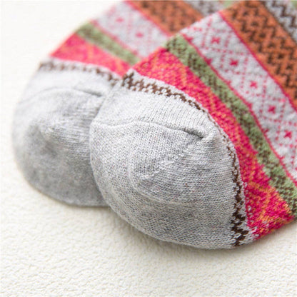 Rufia - 5 Pairs Bohemian Style Wool-Blend Socks