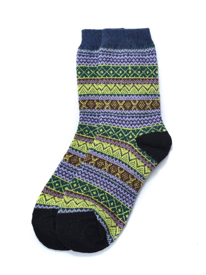 Rufia - 5 Pairs Bohemian Style Wool-Blend Socks