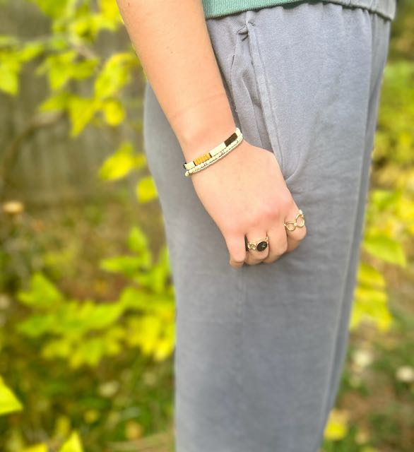 Autumn Color Block Tila Bead Stacked Bracelet Set