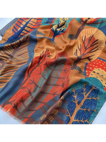 Scarvii - Abstract Botanical Patchwork Scarf: Black