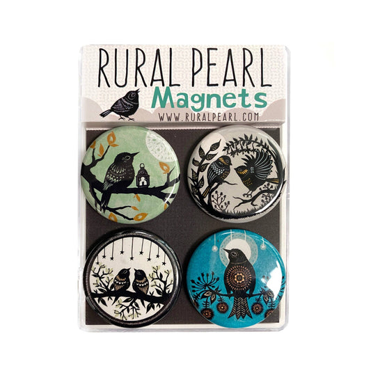 Night Birds Magnets - Set of 4 - 1.25 inch Magnets